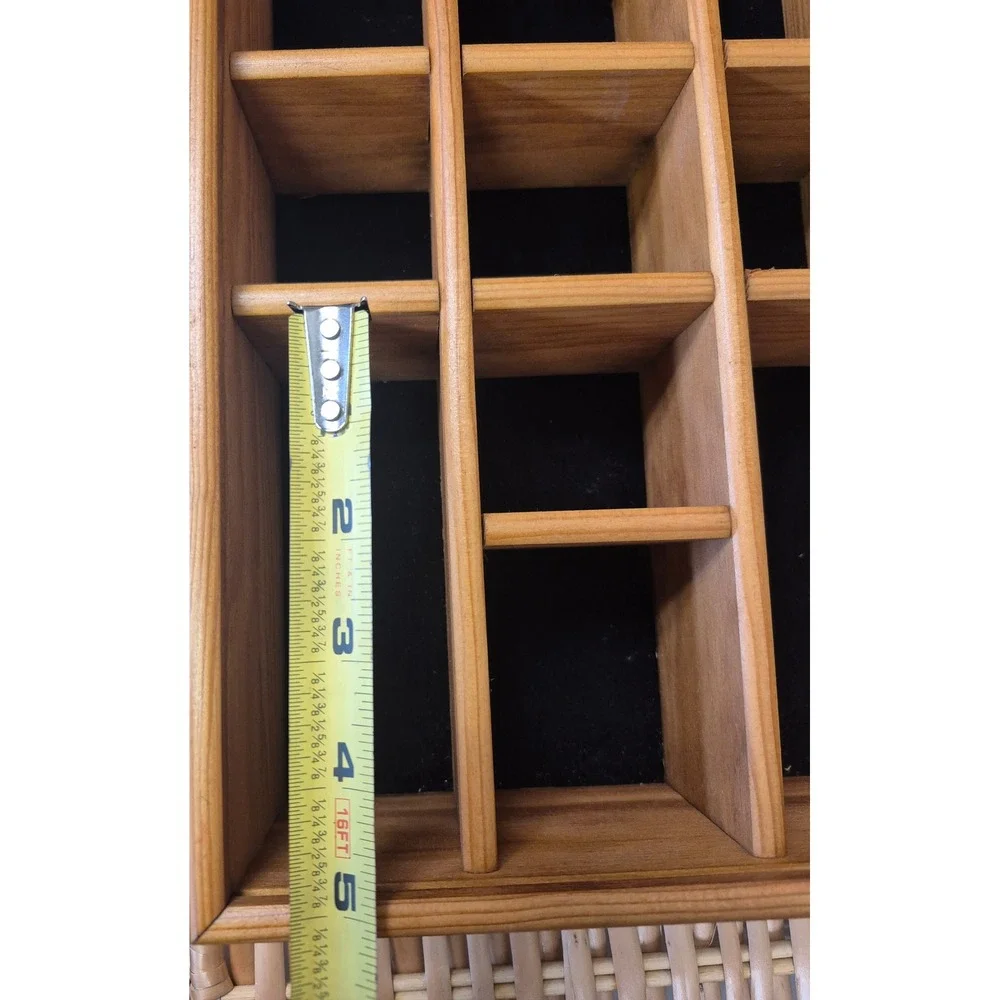 Vintage Tannery Lane Wood Shadow Box Curio Glass Display Case MCM Wall Shelf